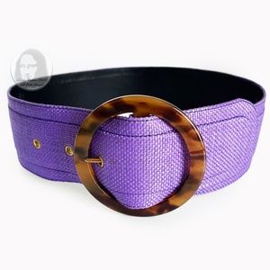 Vintage Belt by Ungaro Parallele with Round Resin Buckle Wide Purple Fabric Sz36